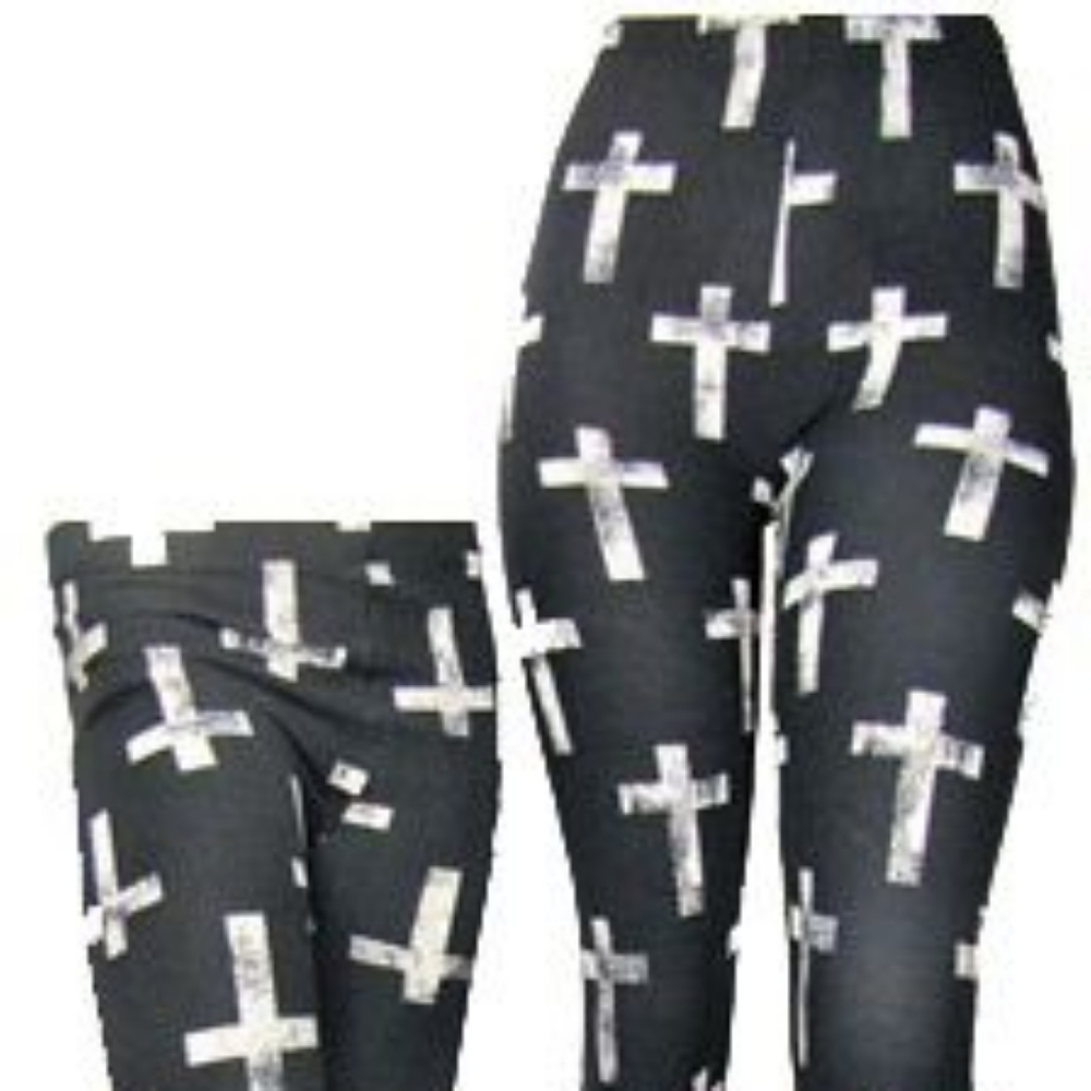 NWOT Mommy and Me Cross Leggings Black White